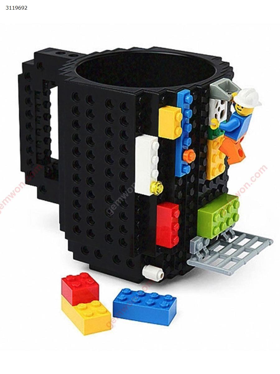 Creative mug building blocks DIY assembled coffee cup decompression cup plastic Lego style，black Other CREATIVE DIY BUILDING BLOCK CUP