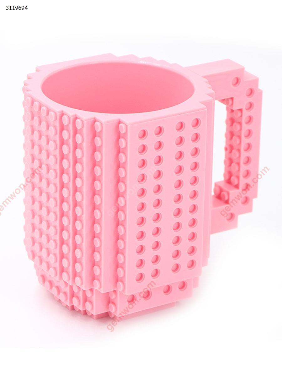 Creative mug building blocks DIY assembled coffee cup decompression cup plastic Lego style ,pink Other Creative diy building block cup