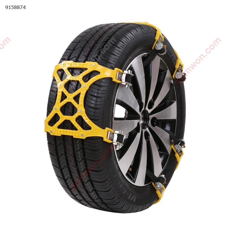 Car snow chain double buckle snow chain snow tire tendon thickening anti-skid universal emergency snow chain-yellow Safe Driving 096