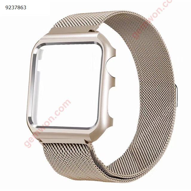 For Apple Smart Strap Stainless Steel Magnetic Strap + Case (gold - 42 mm) Smart Wear 42MM