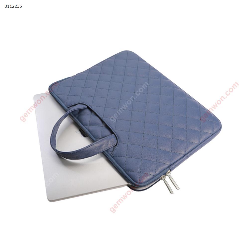 11 inches PU soft leather notebook rhombic notebook laptop bag，Navy blue Storage bag 11 INCHES PU SOFT LEATHER COMPUTER BAG