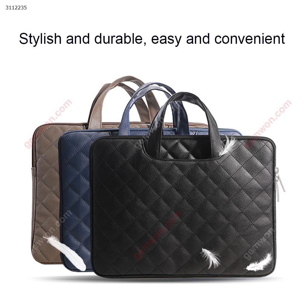 11 inches PU soft leather notebook rhombic notebook laptop bag，Navy blue Storage bag 11 INCHES PU SOFT LEATHER COMPUTER BAG