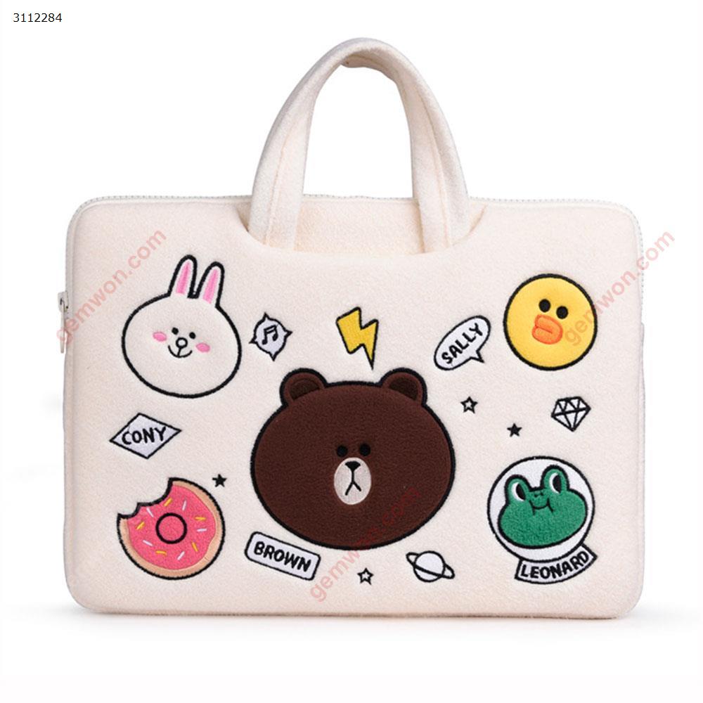 15.6  inches Notebook cartoon laptop bag，white Storage bag Cartoon handbag