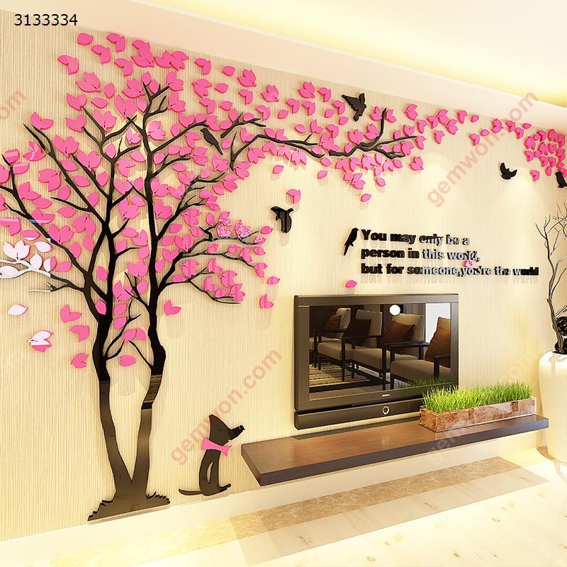 Couple tree 3d three-dimensional acrylic wall stickers living room sofa TV background wall interior room warm decoration-L-Right-Pink Home Decoration L