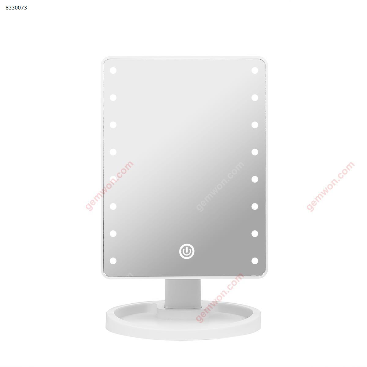 LED makeup mirror Desktop touch screen with light mirror Square European Princess mirror Large rotating mirror (white) table lamp DESKTOP SINGLE MIRROR