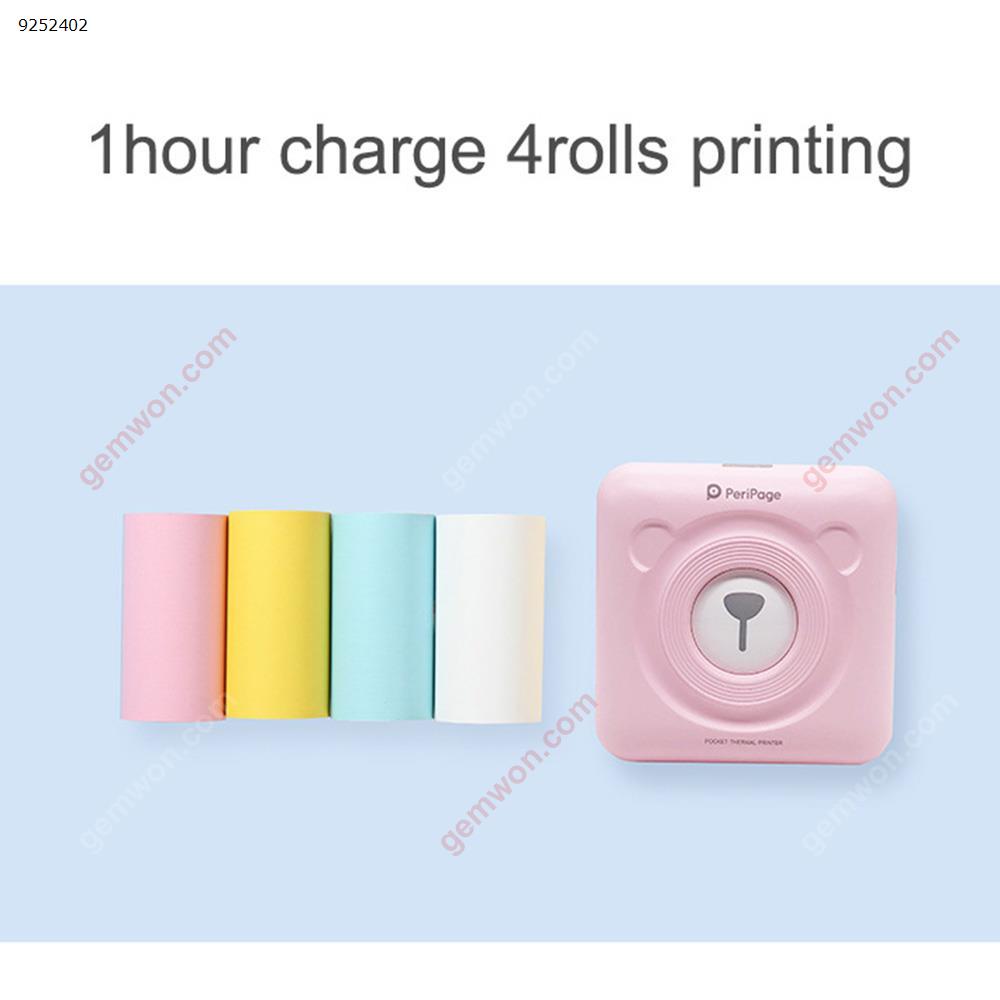 Wireless Bluetooth Printer A6 PeriPage Mini Photo Pocket Printer Sticker Instant Printer Support Cellphone With Windows Android iOS System,Rolled-up Paper Size: 57mm x 30mm,Pink Office Products A6