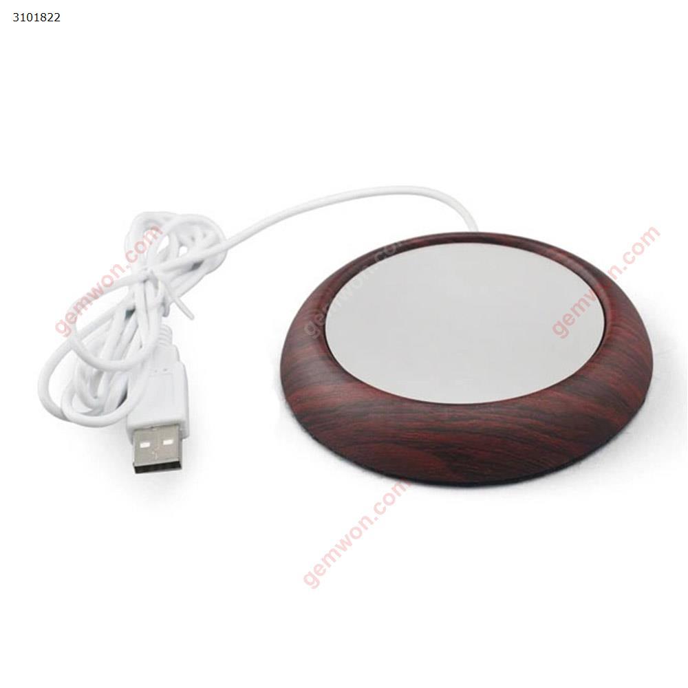 Usb heating coaster new creative coffee warm coaster new strange cup mug mat(Dark wood grain) Iron art BC112-WOOD