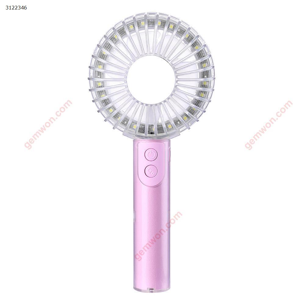 Crystal fill light vanity mirror fan usb rechargeable desktop portable mini handheld fan（pink） Camping & Hiking CRYSTAL