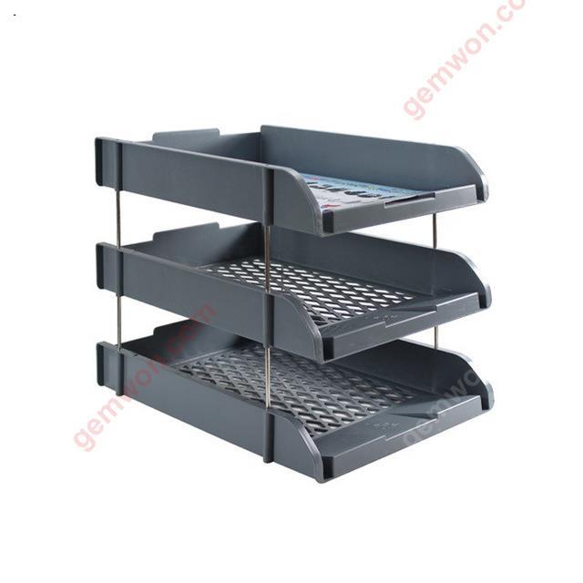 Letter Tray Plastic Collection Desktop Management 3-Tier Office Desk Shelf For Documents Magazines Notebooks And Letter Letter Filing Desk Trays & Risers -A4 Paper Holder, Document Holder,Size:325*235*272mm,Grey Office Products N/A