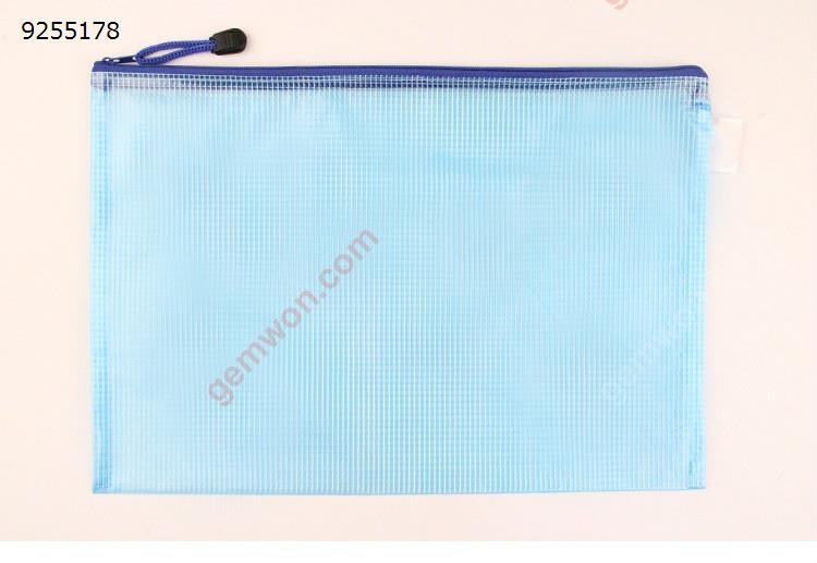 10PCS A4 Grid Zipper PVC Document Bags File Case Office Stationery Supplies,Blue  Office Products N/A