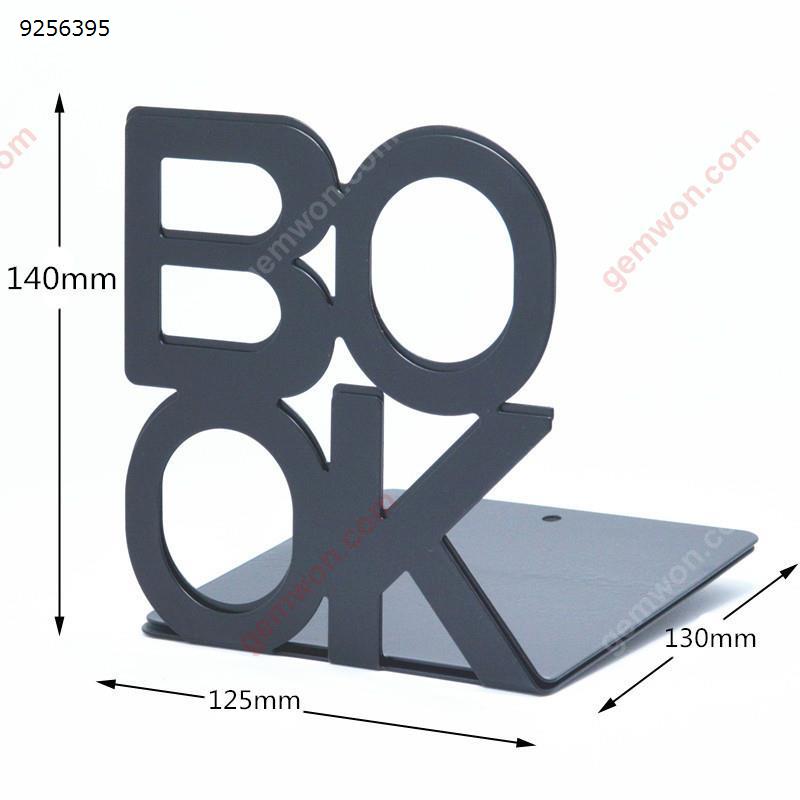 14cm 1 Pair Simple Black BOOK Letter Pattern Metal Bookends Book Organizer for Desk Office Home Decoration Gift Black Office Products N/A