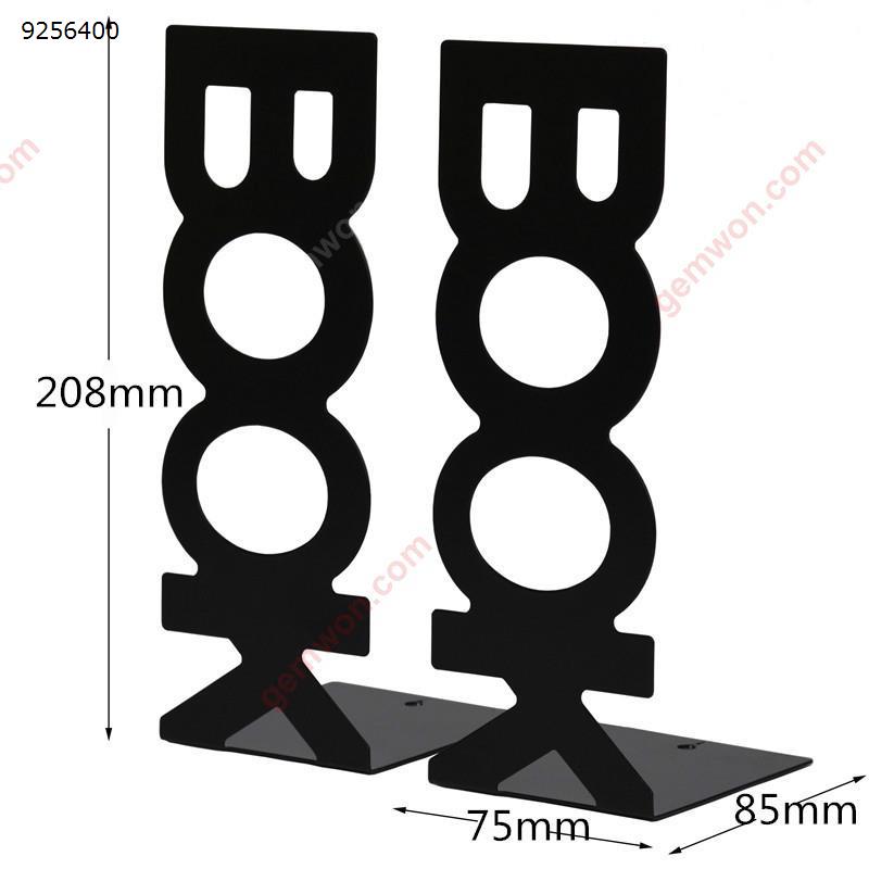 20.8cm 1 Pair Simple Black BOOK Letter Pattern Metal Bookends Book Organizer for Desk Office Home Decoration Gift Black Office Products N/A