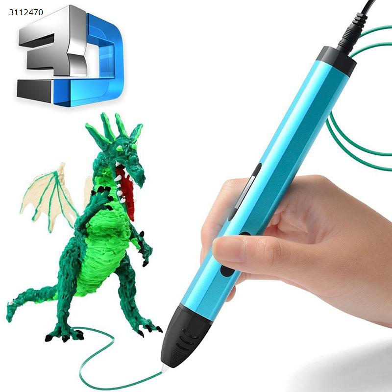 3D printing pen, high and low temperature adjustable 5 generation with base，blue 3D Printing Pen 3D printing pen