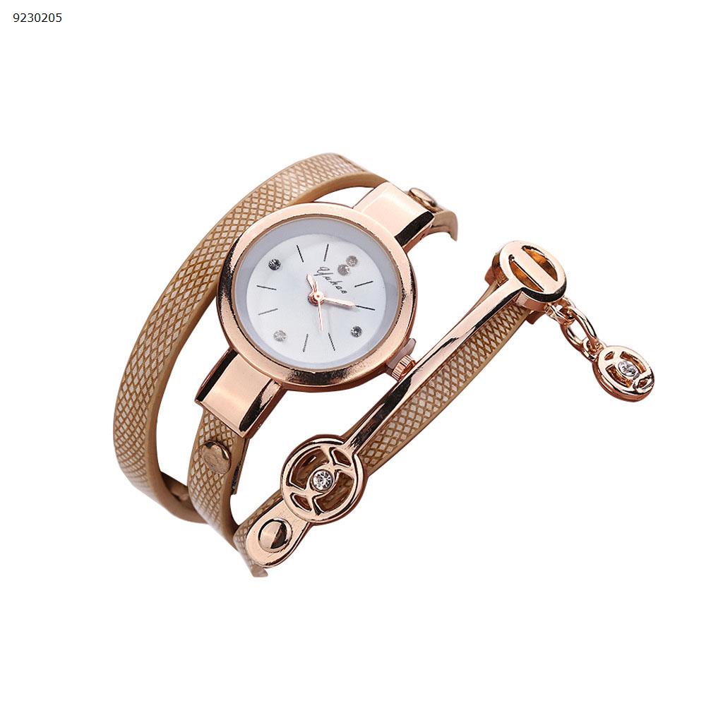 Fashion Ring Ladies Watch PU Ribbon Watch Couplers Brown  Smart Wear 001