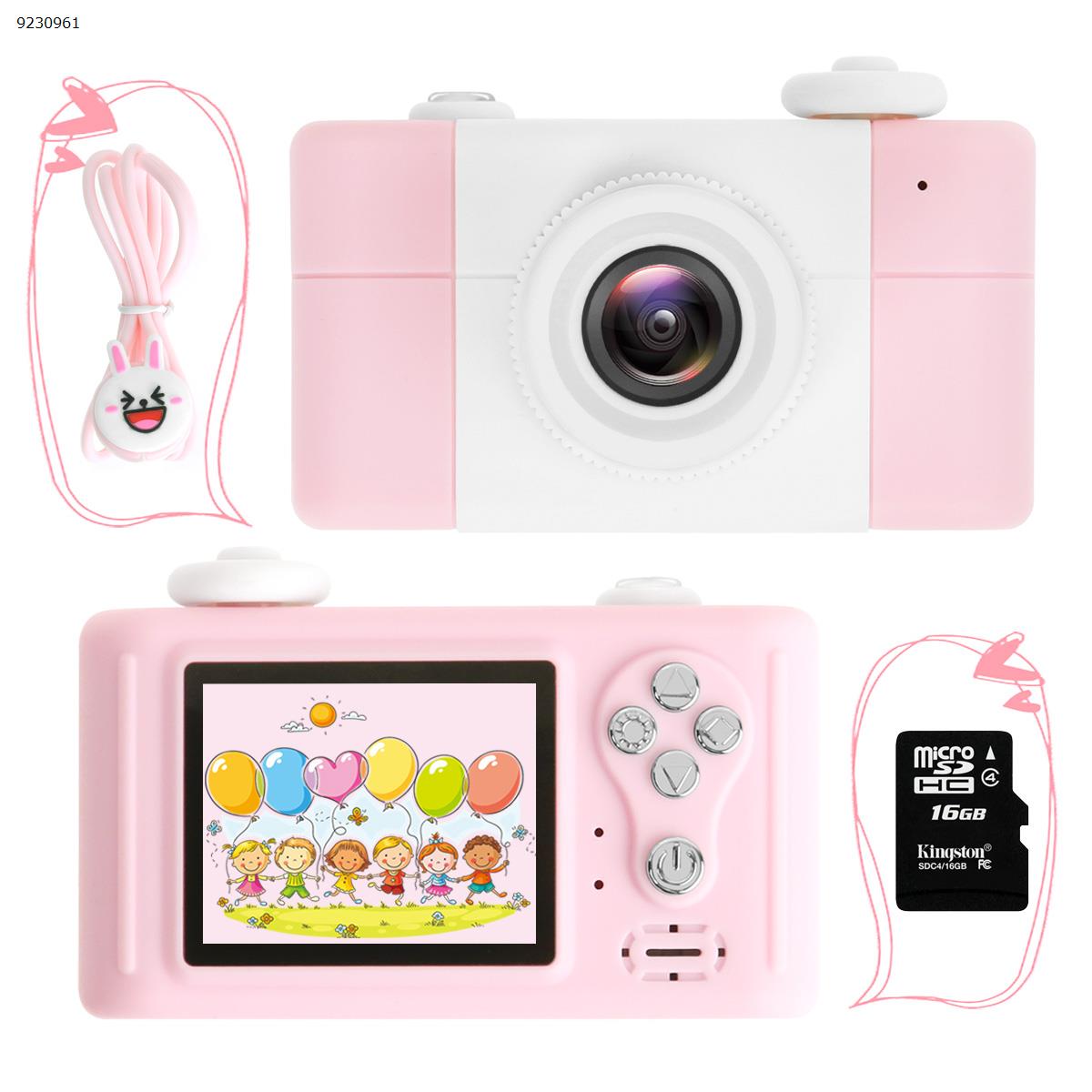 D3-PLUS 800W Kids Digital Camera Face Smile Recognition Auto Focus Fill Light Pink 16G Camera D3-PLUS