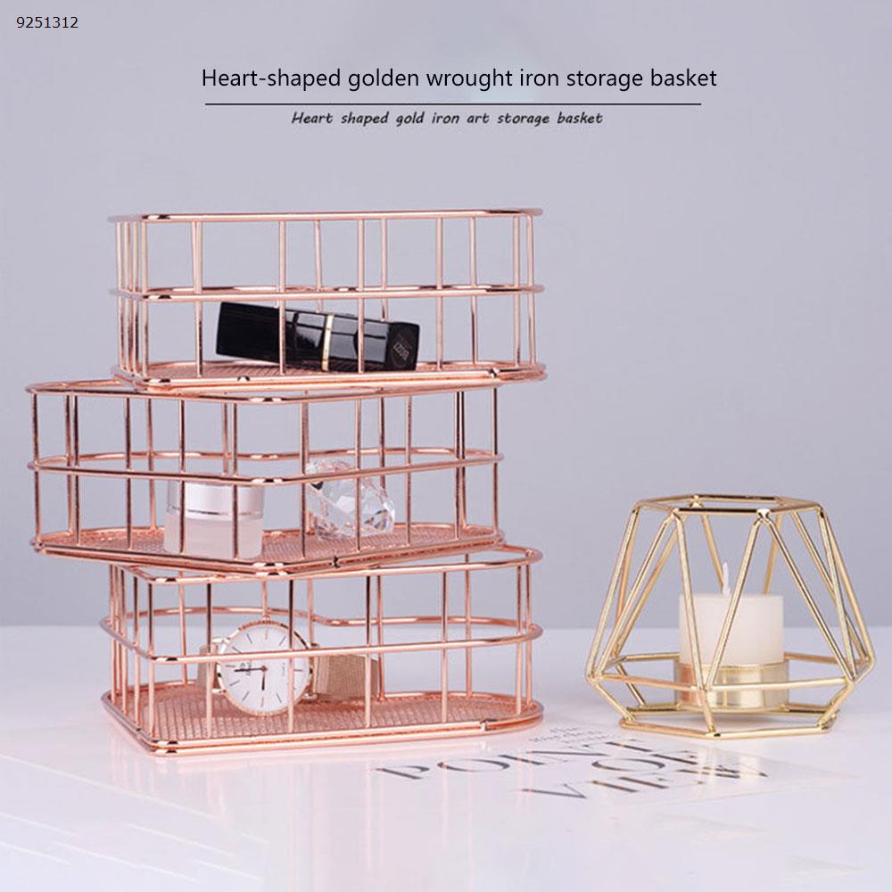 Heart-Shaped Storage Basket,  Storage Basket, Desktop Debris Finishing, Wrought Iron Fruit Storage Basket,Rose Gold Office Products N/A