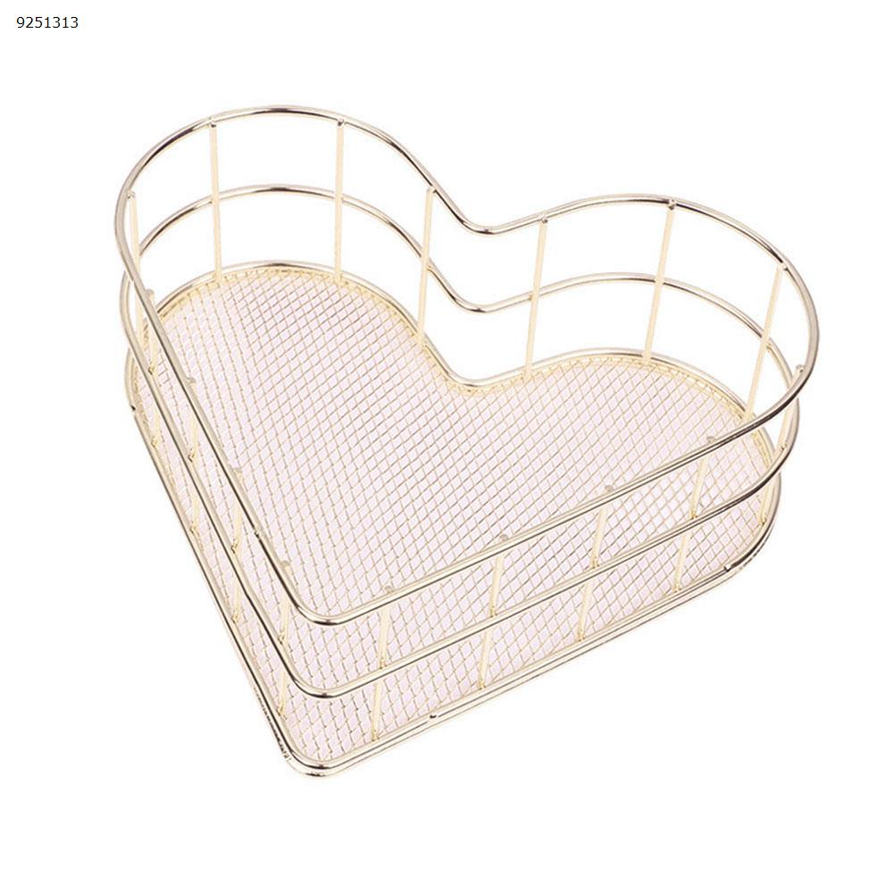 Heart-Shaped Storage Basket,  Storage Basket, Desktop Debris Finishing, Wrought Iron Fruit Storage Basket,Gold Office Products N/A