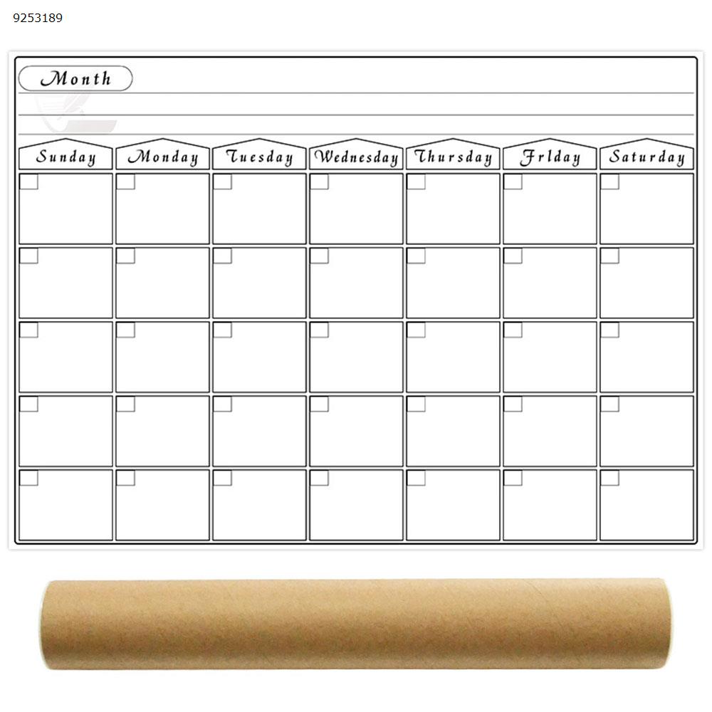 Rewritable Monthly Schedule Magnetic Calendar Sticker Removable Refrigerator Sticker Message Board Soft Whiteboard,White Office Products N/A