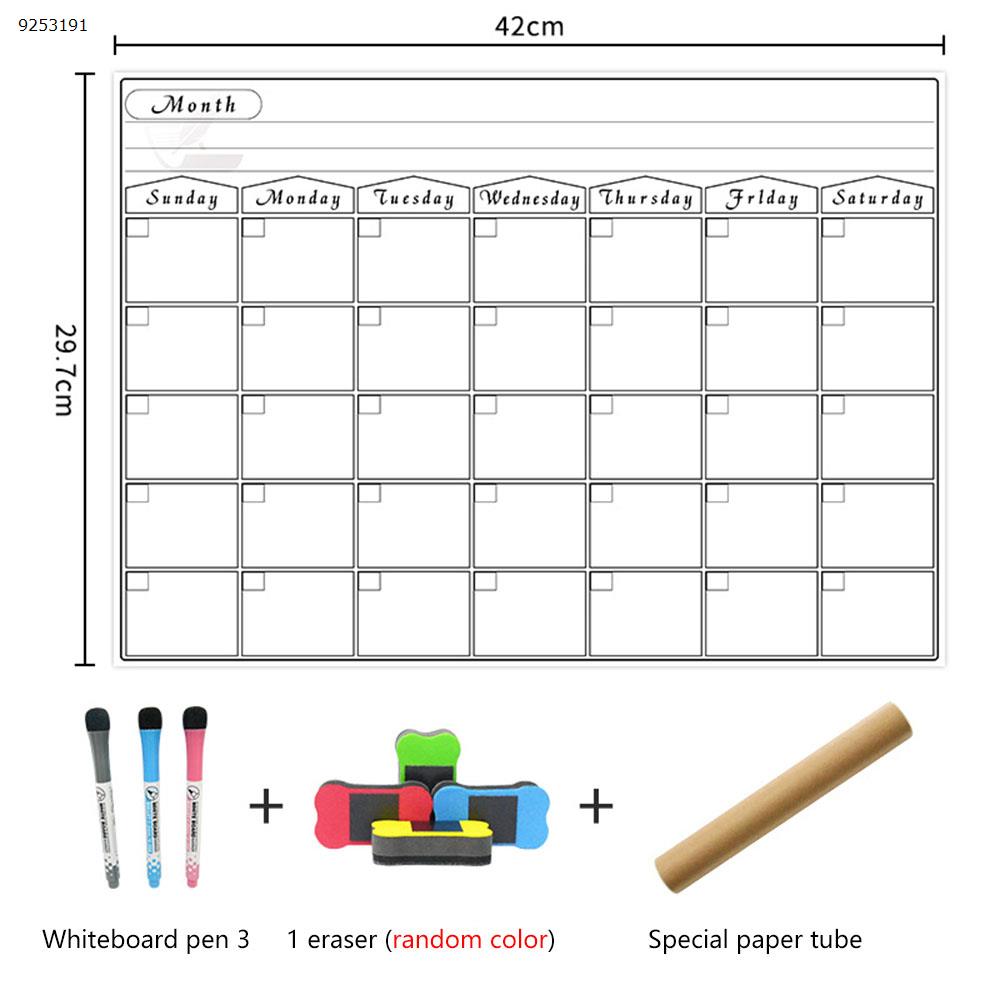 Rewritable Monthly Schedule Magnetic Calendar Sticker Removable Refrigerator Sticker Message Board Soft Whiteboard,Green Office Products N/A