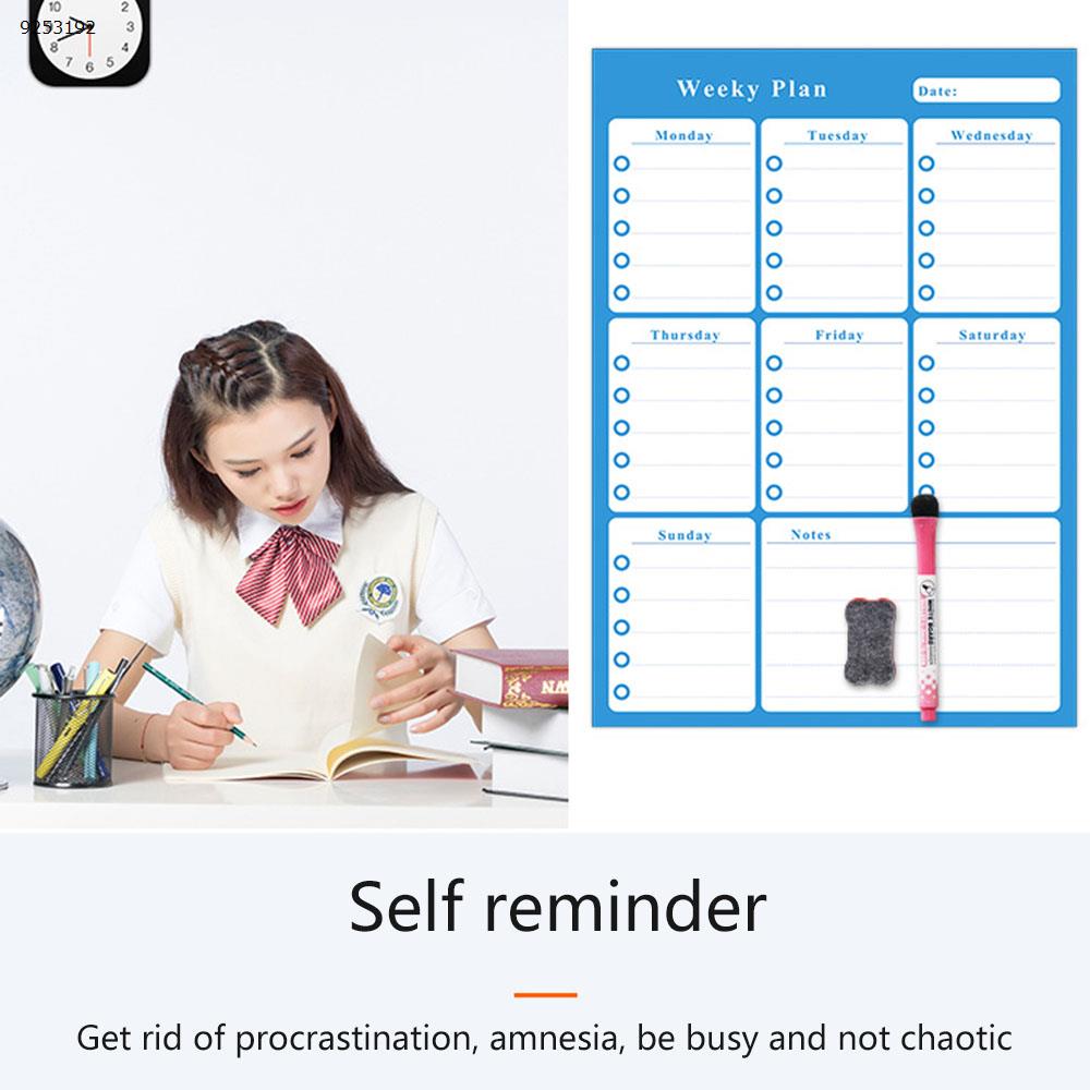 Rewritable Weekly Schedule Magnetic Calendar Sticker Removable Refrigerator Sticker Message Board Soft Whiteboard ,White Office Products N/A