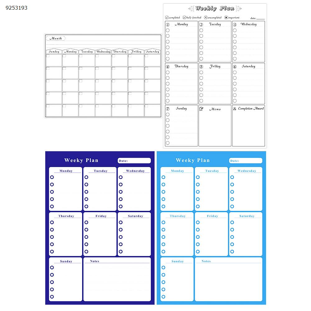 Rewritable Weekly Schedule Magnetic Calendar Sticker Removable Refrigerator Sticker Message Board Soft Whiteboard ,Blue Office Products N/A