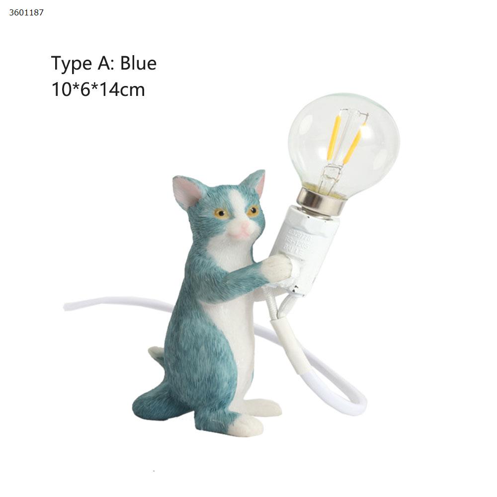 Simple creative bedroom bedside study office desk LED resin cat small table lamp (A section blue) table lamp N/A