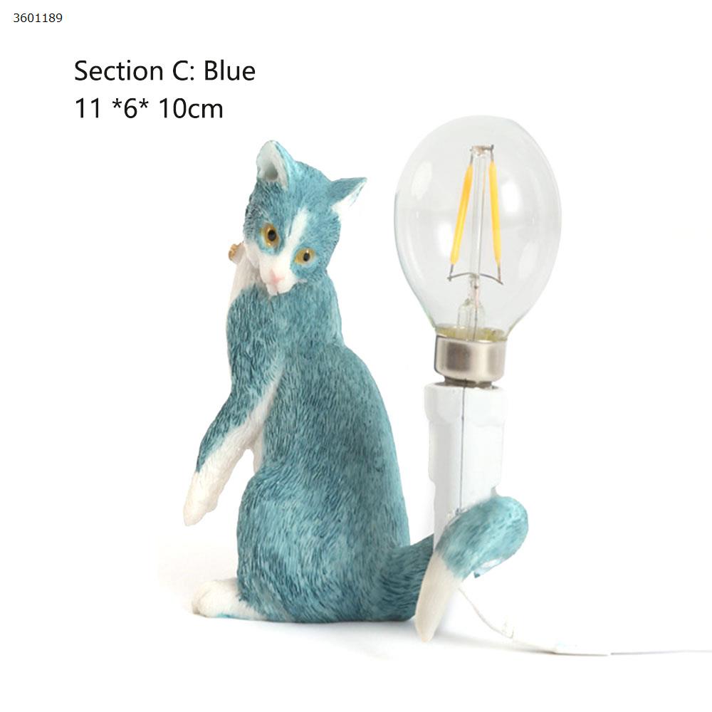 Simple creative bedroom bedside study office desk LED resin cat small table lamp (C section blue) table lamp N/A