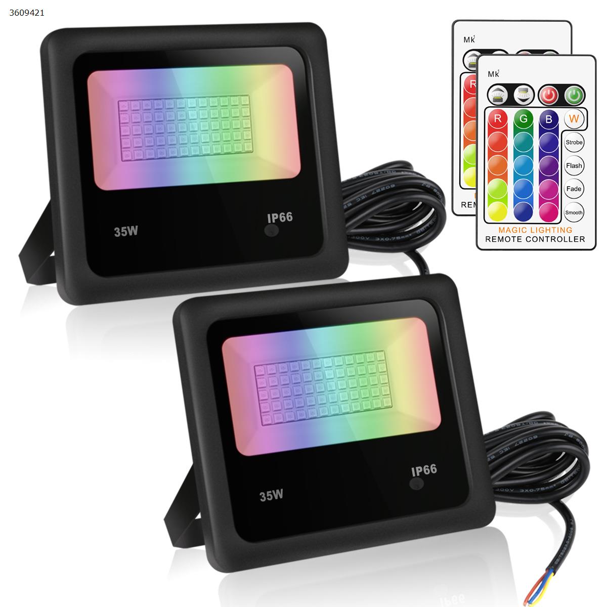 LED35w colorful RGB remote control color changing floodlights floodlights (Two packs EU) Other WRD-XK35W