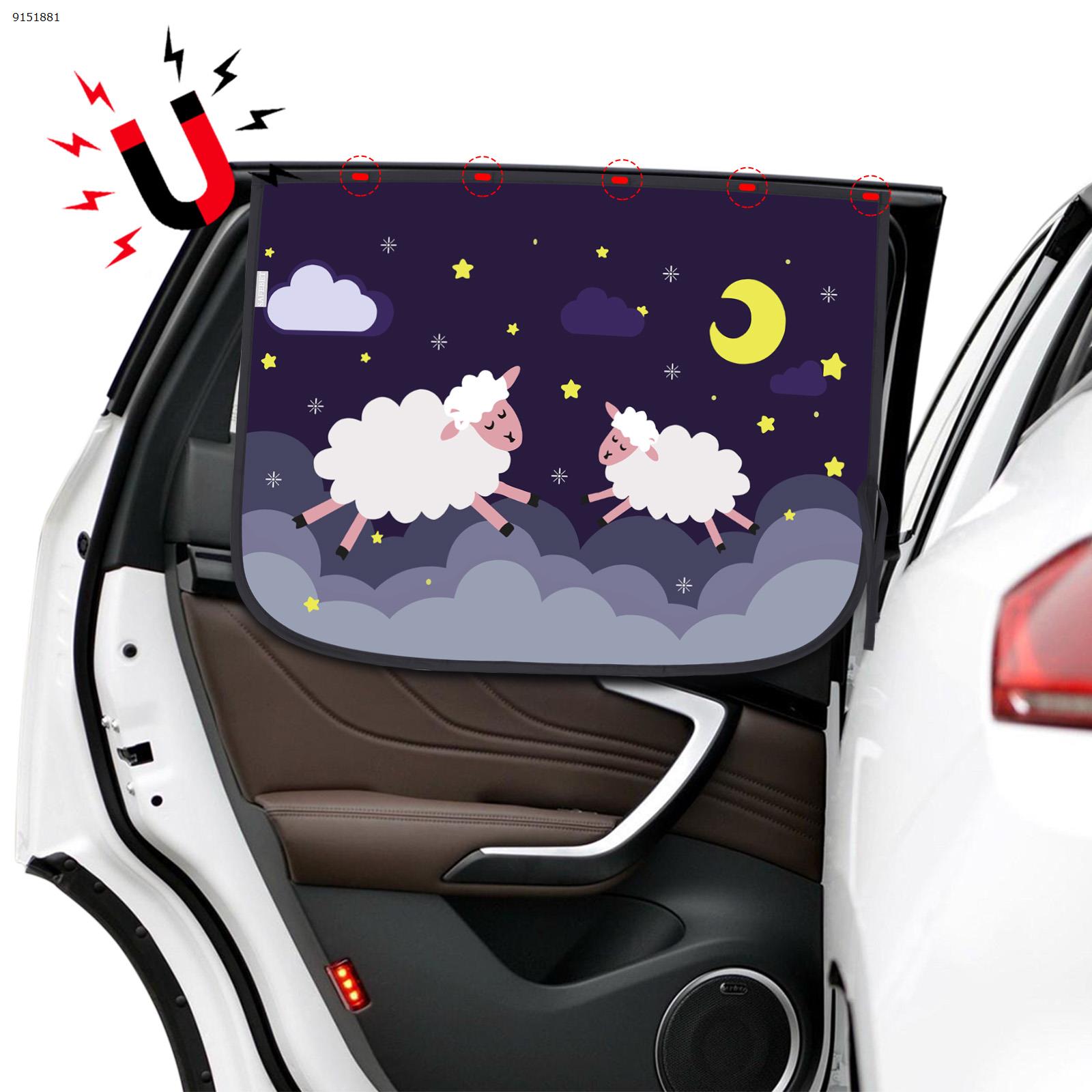 Magnetic car sunscreen and heat insulation double layer cartoon pattern sunshade (running sheep) Autocar Decorations N/A