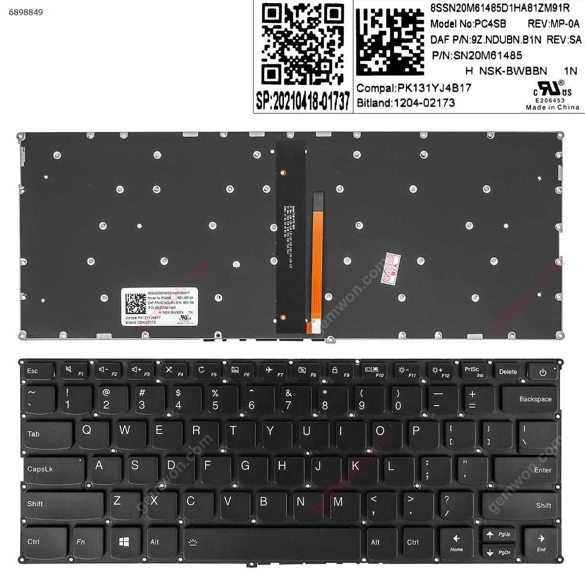 LENOVO V720-14 V720-14IKB V720-14-ISE 7000-13 BLACK  Backlit Win8 US PC4SPB 9Z.NDUBN.B1N  SN20M61485 Laptop Keyboard (Original)