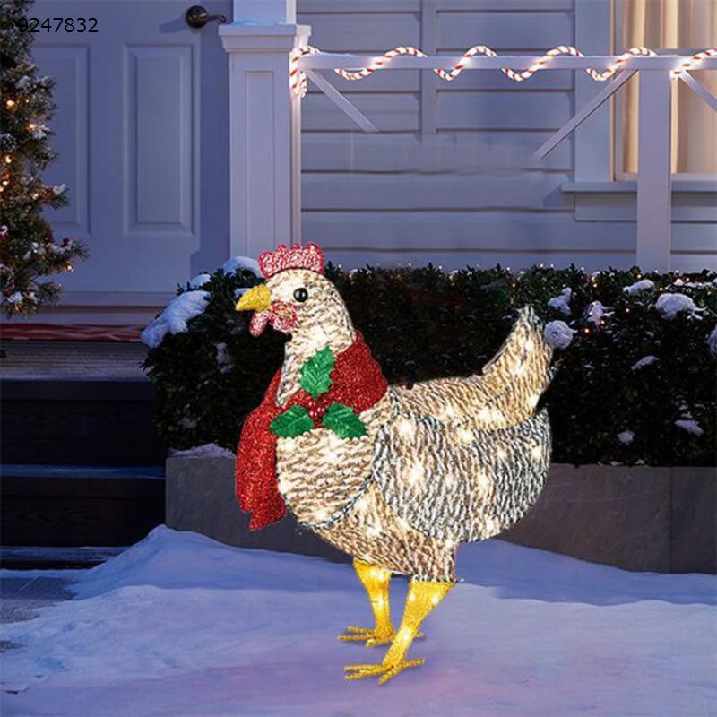 Independent Station New Product Light-Up Chicken with Scarf Garden Light-Up Chicken with Scarf Christmas Decoration L Code Other L码