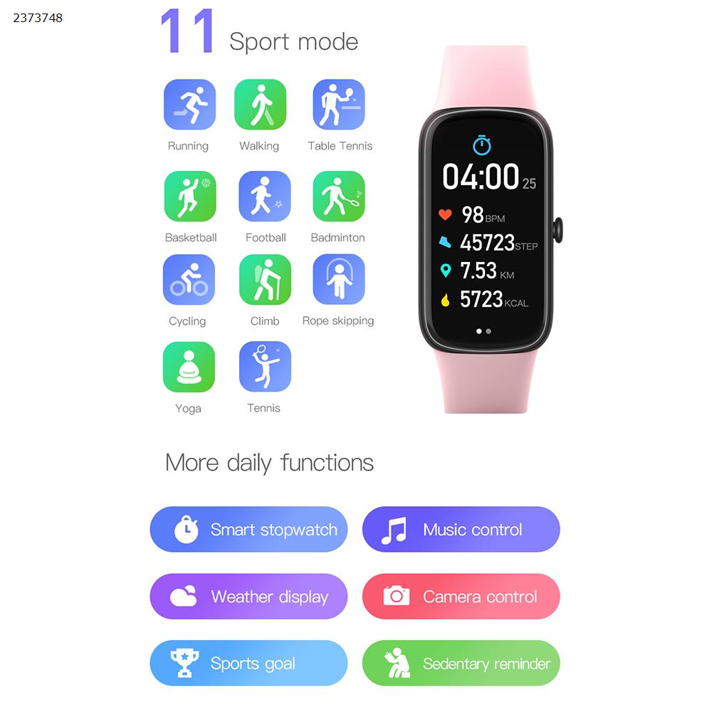 The new 1.47 inch bluetooth watch blood pressure blood oxygen heart rate pedometer exercise menstrual cycle smart bracelet C11 red Smart Wear C11