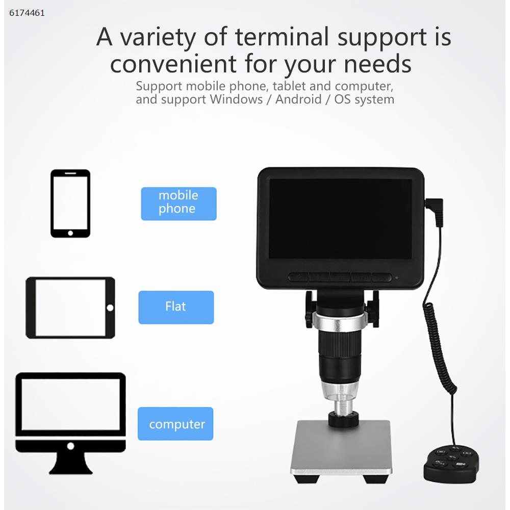 High-definition 5-inch display screen angle adjustable digital mobile phone microscope supports tablet PC rechargeable MS2 with Z06 metal bracket Other MS2