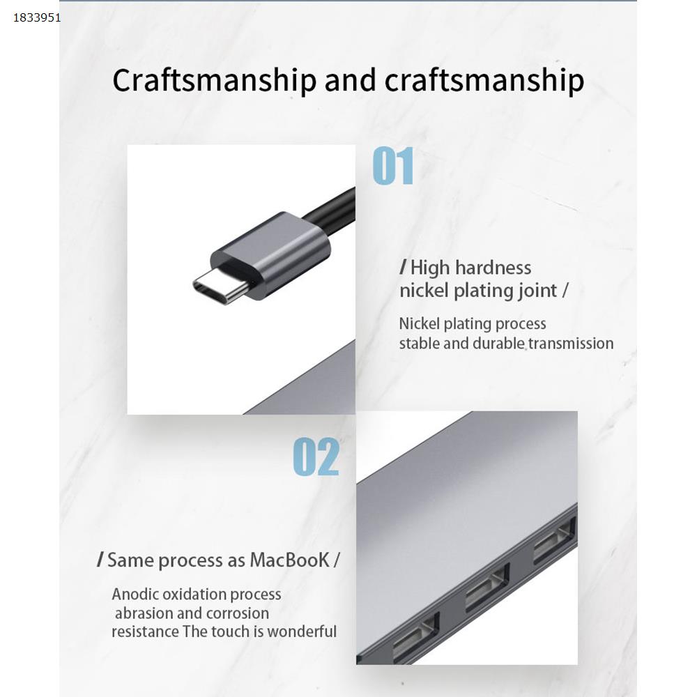 USB C Hub to 4K 30Hz Ethernet, 3.1 USB Type C Adapter Dongle forMacbook Pro 6in1 Combo Pass