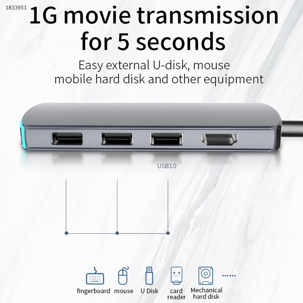 USB C Hub to 4K 30Hz Ethernet, 3.1 USB Type C Adapter Dongle forMacbook Pro 6in1 Combo Pass