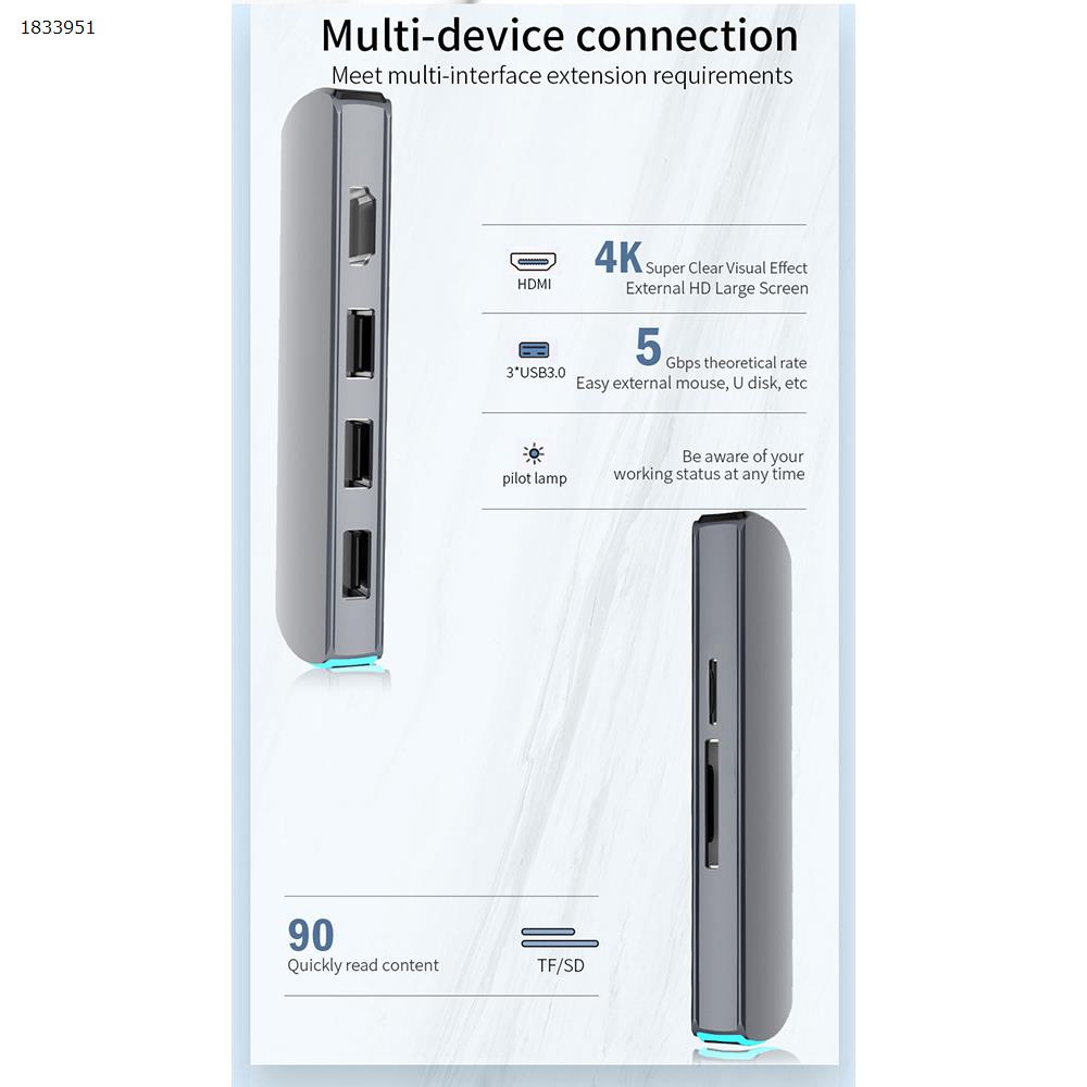 USB C Hub to 4K 30Hz Ethernet, 3.1 USB Type C Adapter Dongle forMacbook Pro 6in1 Combo Pass