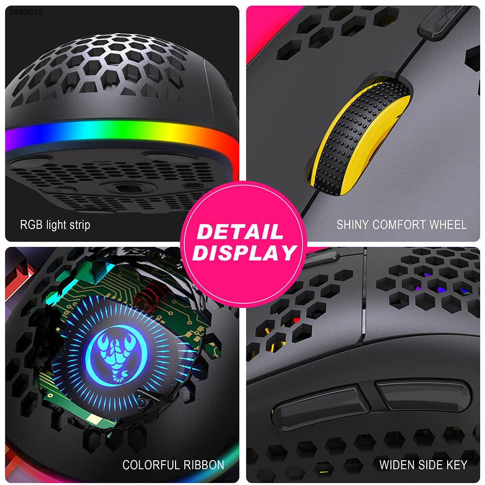 Mouse three-mode Bluetooth wireless MOUSE lightweight design cellular RGB luminous mouse T90 black Other T90