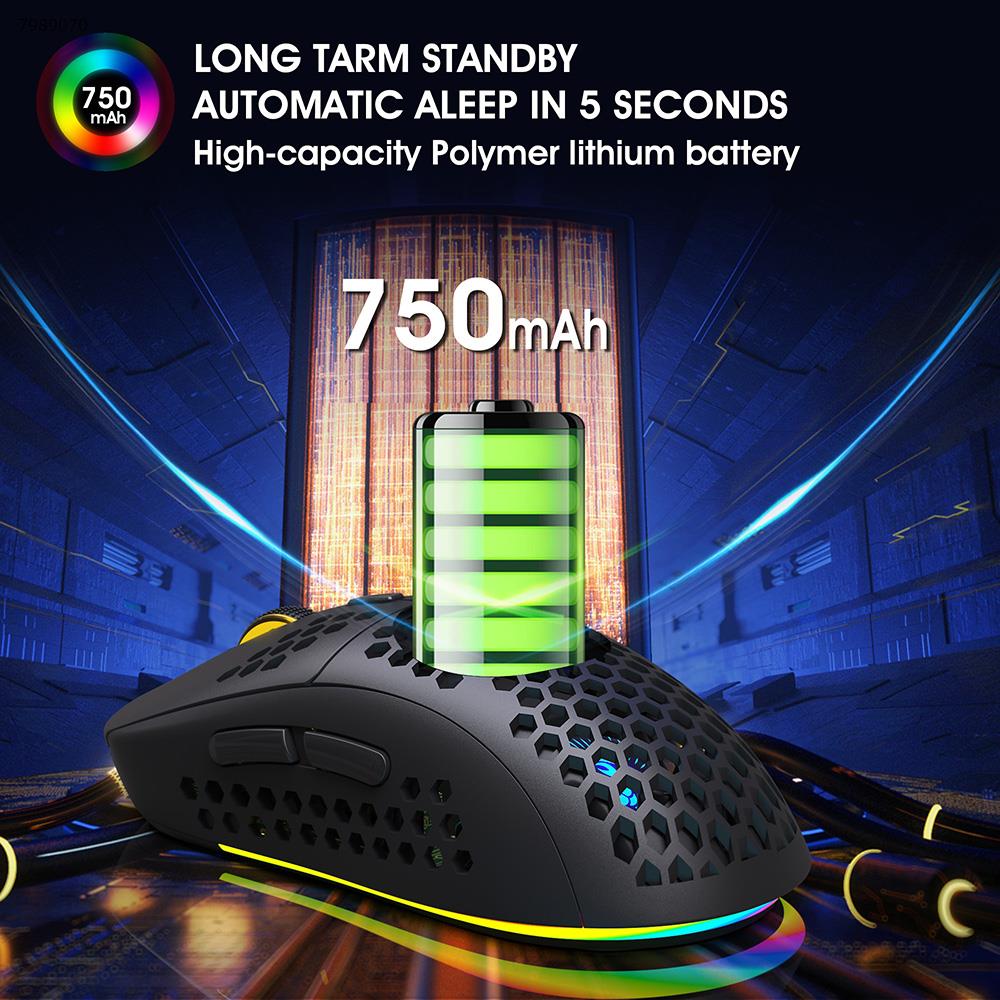 Mouse three-mode Bluetooth wireless MOUSE lightweight design cellular RGB luminous mouse T90 black Other T90