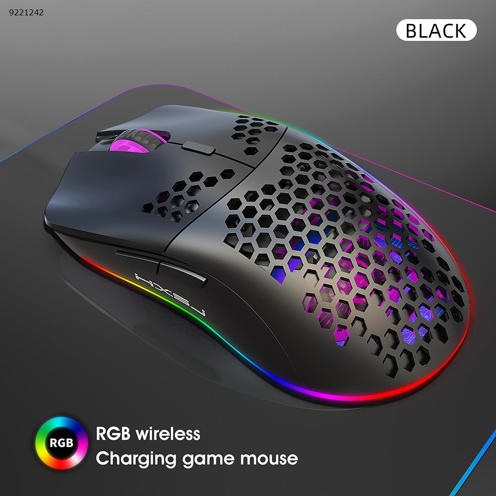 Mouse 2.4G Wireless MOUSE Lightweight Design Honeycomb RGB Luminous 6 Button Mouse T66 Black Other T66