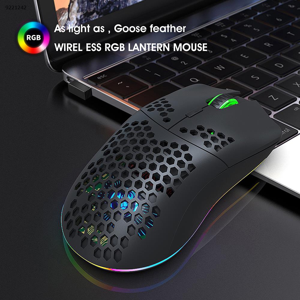 Mouse 2.4G Wireless MOUSE Lightweight Design Honeycomb RGB Luminous 6 Button Mouse T66 Black Other T66