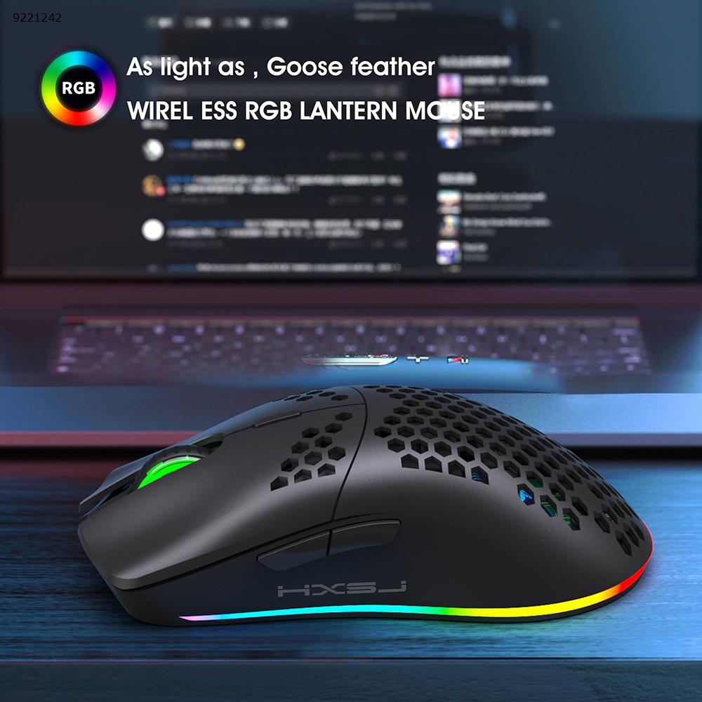 Mouse 2.4G Wireless MOUSE Lightweight Design Honeycomb RGB Luminous 6 Button Mouse T66 Black Other T66