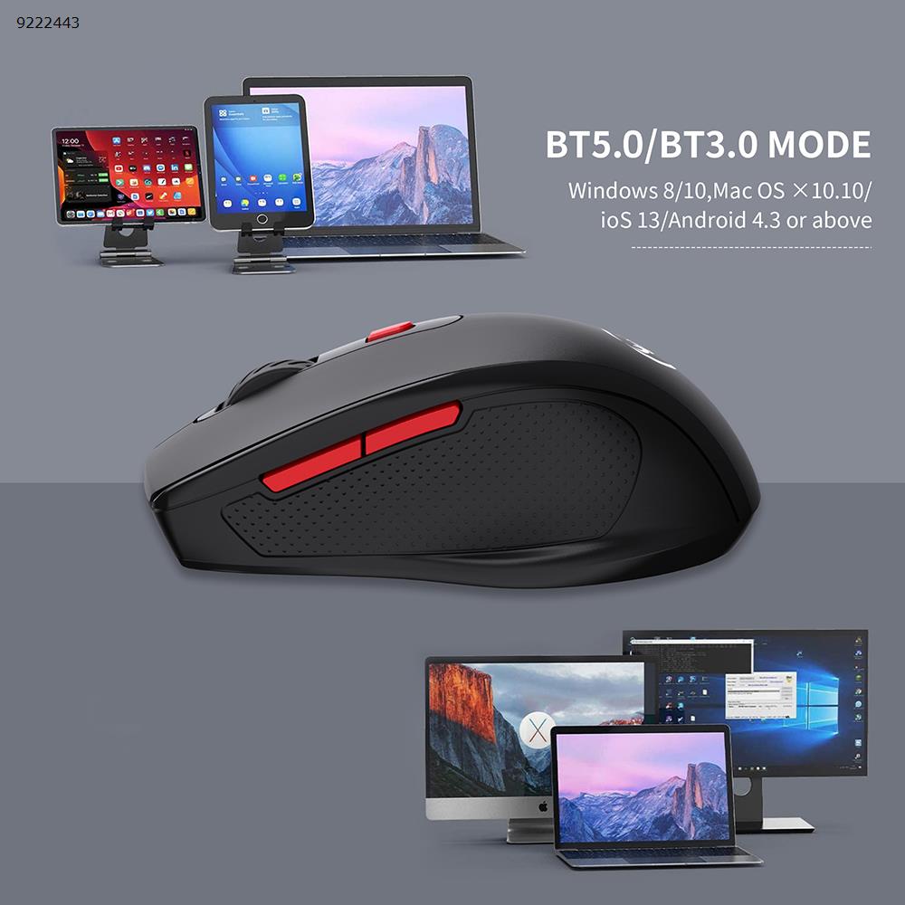 Bluetooth 3.0/5.0 wireless mouse 10 meters silent mouse three gears 1600dpi T67BL black Other T67BL