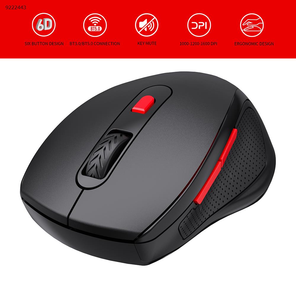 Bluetooth 3.0/5.0 wireless mouse 10 meters silent mouse three gears 1600dpi T67BL black Other T67BL