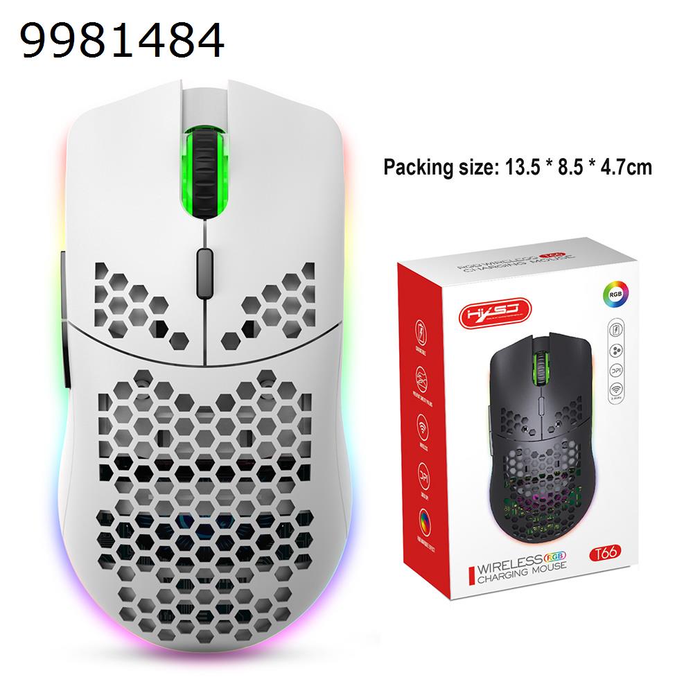 Mouse 2.4G Wireless MOUSE Lightweight Design Honeycomb RGB Lighting 6 Button Mouse T66 White Other T66