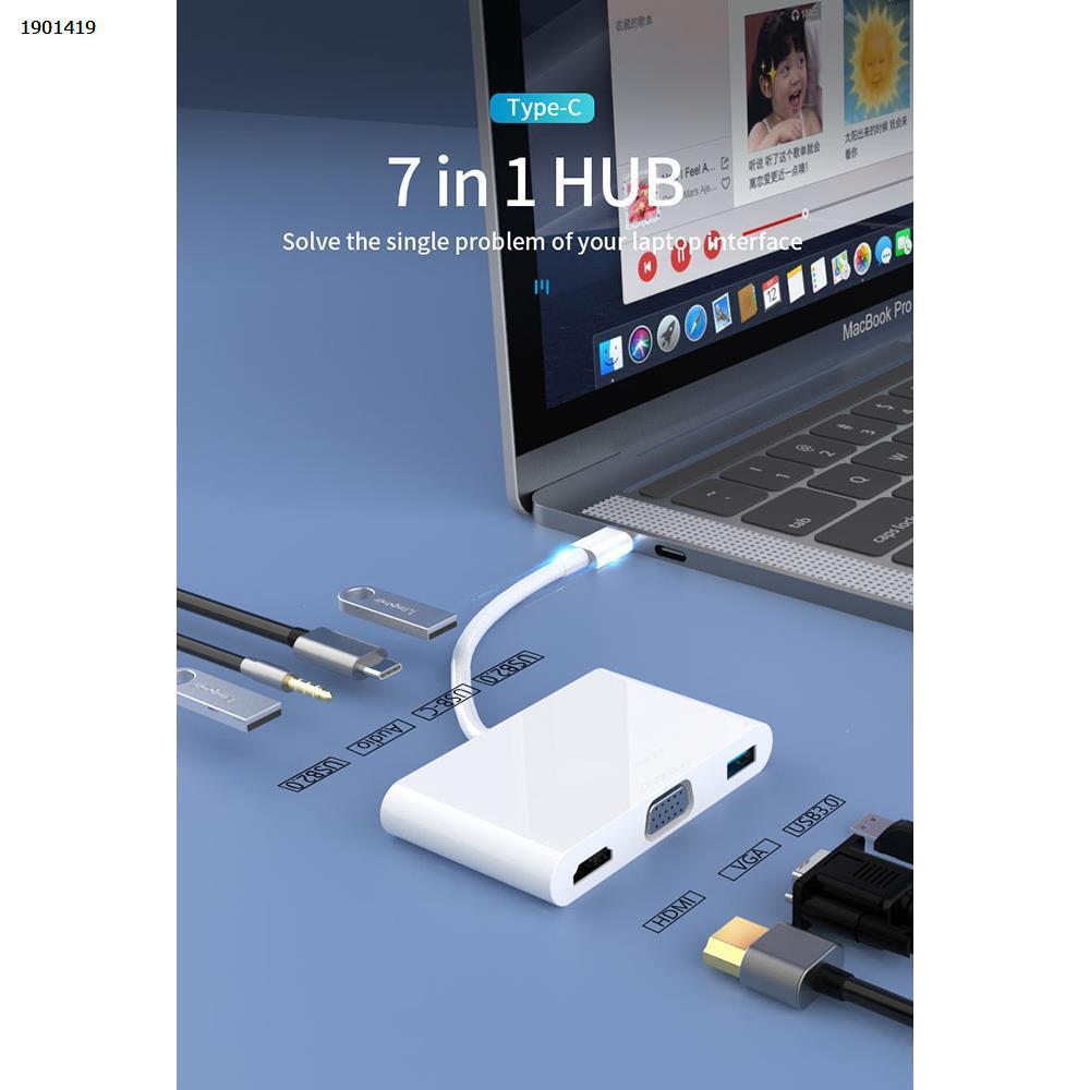 Best type-c 7 in 1 USB Hub MultiPort USB3.0 adapter HDMI PD charger VGA docking station USB HUB PP7A