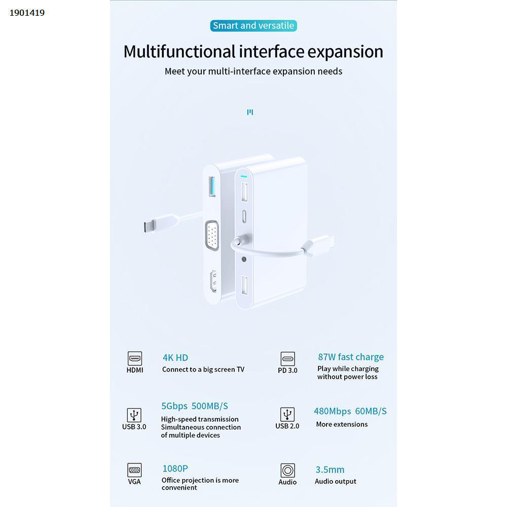 Best type-c 7 in 1 USB Hub MultiPort USB3.0 adapter HDMI PD charger VGA docking station USB HUB PP7A