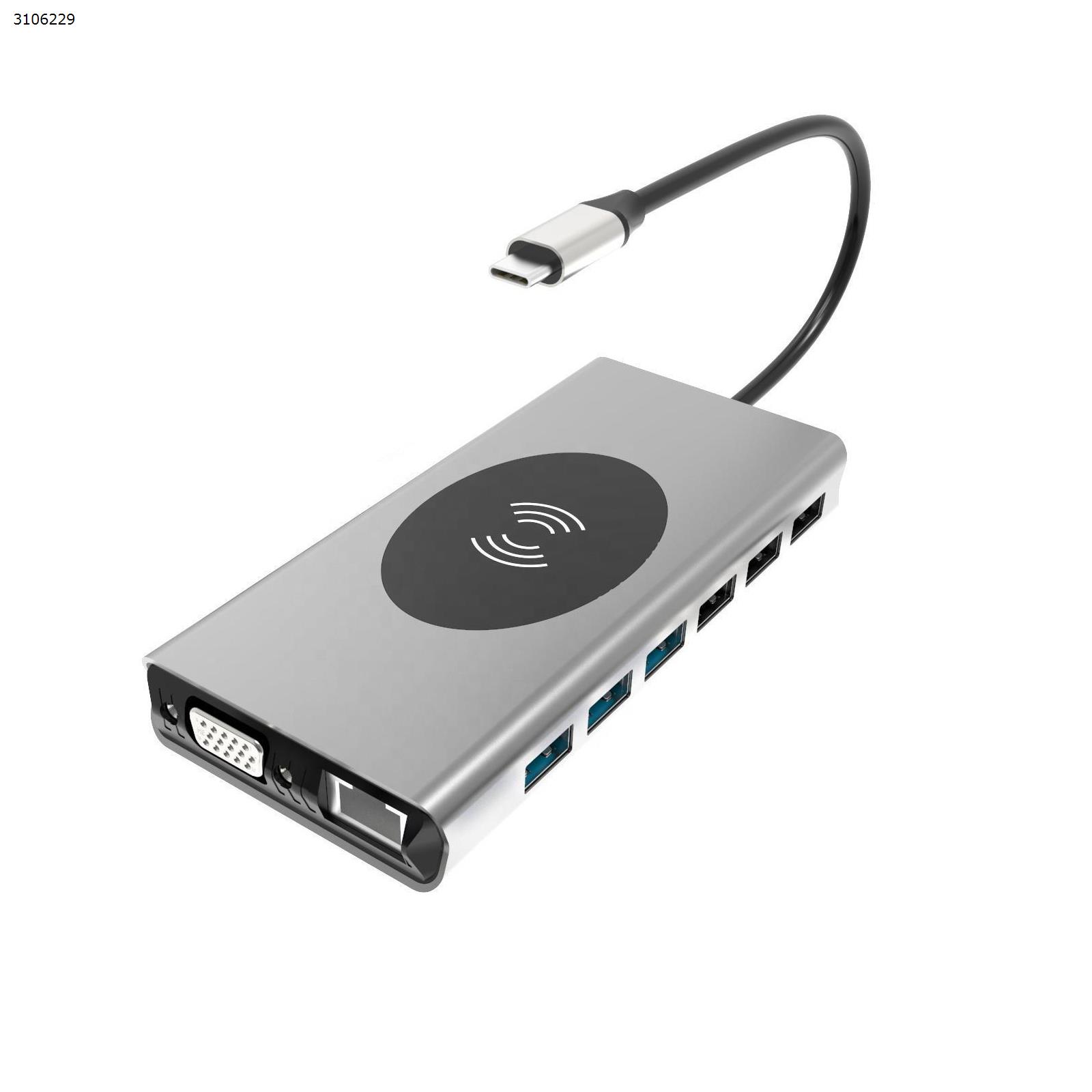 Picture of Best type-c hub 15 in 1 hub HDMI USB3.0 PD Charger USB hub card reader LAN RJ45 Gigabit Ethenet