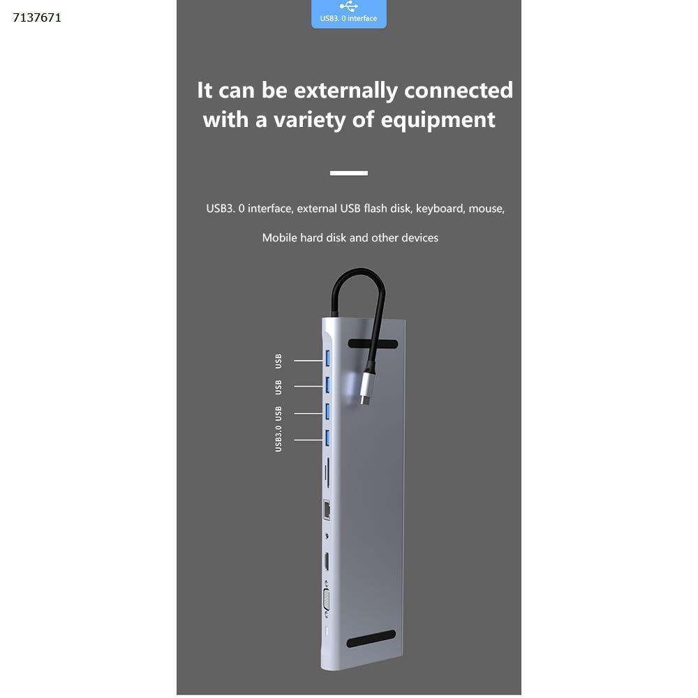 Type-C 11 in 1 USB Hub 100M Ethernet port RJ45 HDMI PD fast charging docking station USB HUB BYL-2003