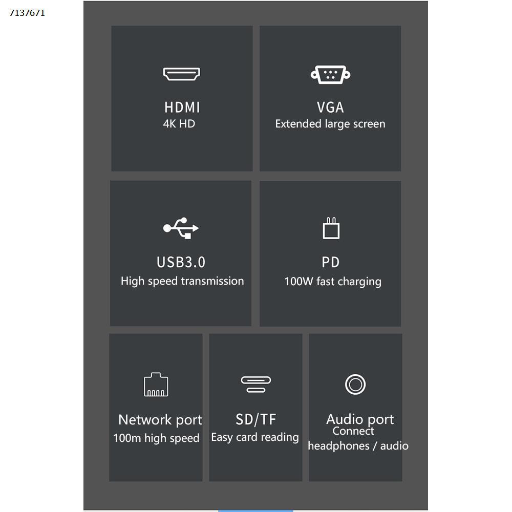 Type-C 11 in 1 USB Hub 100M Ethernet port RJ45 HDMI PD fast charging docking station USB HUB BYL-2003