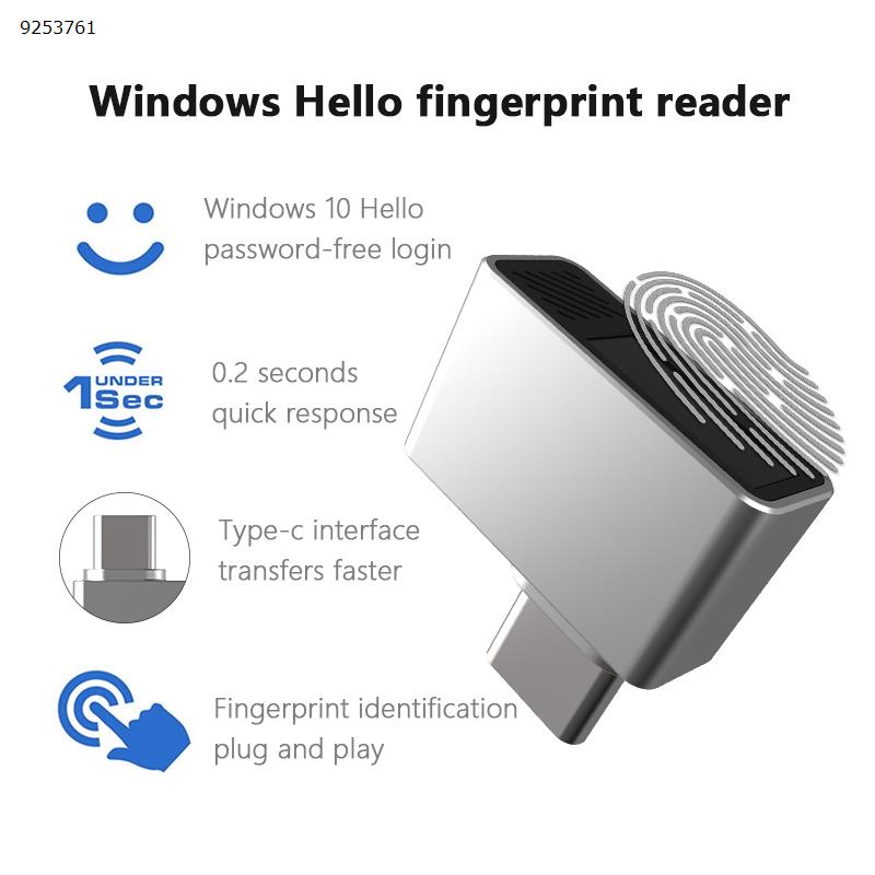 Win11 Computer USB Fingerprint Reader Laptop Desktop Computer Windows Hello Logger Type-c Silver Office Products U9